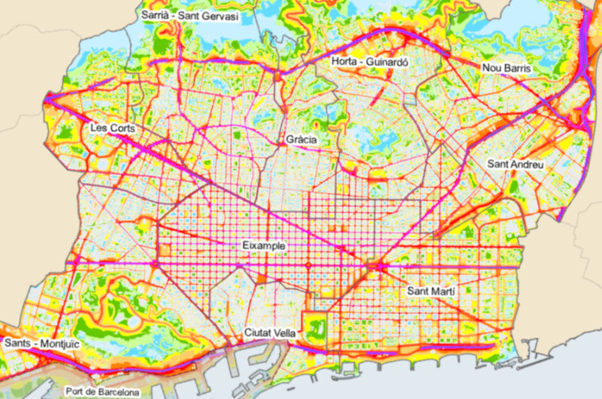 Mapa de ruidos de Barcelona por calles